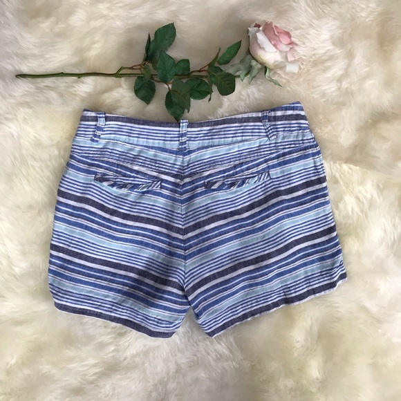 British Khaki 100% Linen Striped Shorts size 4 - Picture 3 of 7